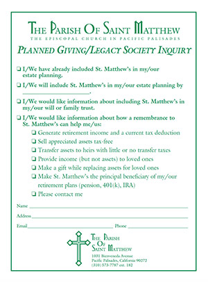 planned giving response card